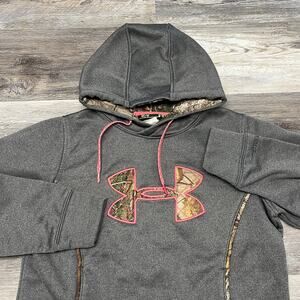 Under Armour UA Storm Caliber Real Tree Camo Gray  Womens M Semi-Fitted Hoodie